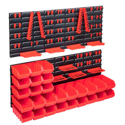103 Pcs kit caixas arrumação c/ painéis parede vermelho e preto