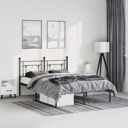 Estrutura de cama em metal com cabeceira 150x200 cm preto