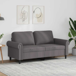 Sofá de 2 lugares 140 cm couro artificial cinza