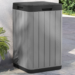 Caixote do lixo de exterior 38x38x65 cm PP cinzento