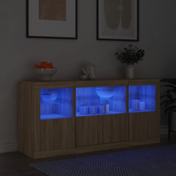 Aparador com luzes LED 142,5x37x67 cm carvalho sonoma