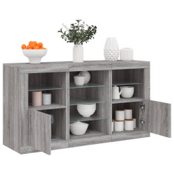Aparador com luzes LED 123x37x67 cm cinzento sonoma