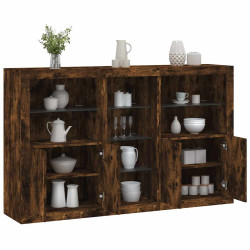 Aparador com luzes LED 162x37x100 cm carvalho fumado