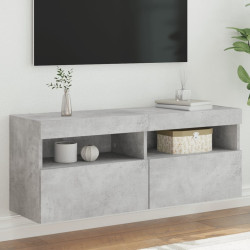 Móvel de parede p/ TV c/ luzes LED 100x30x40 cm cinza cimento