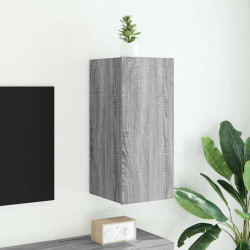 Móvel de parede p/ TV c/ luzes LED 30,5x35x70cm cinzento sonoma