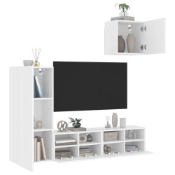 4 Pcs móveis de parede p/ TV derivados de madeira branco