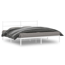 Estrutura de cama com cabeceira 193x203 cm metal branco