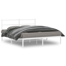 Estrutura de cama com cabeceira 160x200 cm metal branco