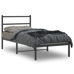 Estrutura de cama com cabeceira 90x200 cm metal preto