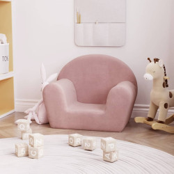 Sofá infantil rosa macio e macio