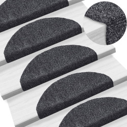Tapetes de escada autoadesivos 5 peças 65x21x4 cm cinza escuro semicircular grande