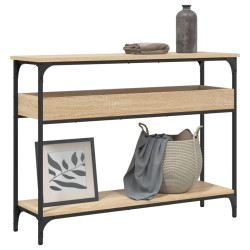 Mesa de console com prateleira em carvalho sonoma 100x29x75 cm, madeira projetada