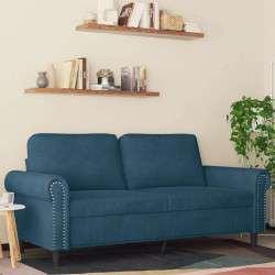 Sofá de 2 lugares veludo 140 cm azul