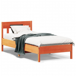 Cama sem colchão 100x200 cm pinho maciço castanho-mel