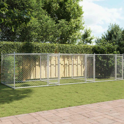 Jaula para cão com portas 6x2x1,5 m aço galvanizado cinzento