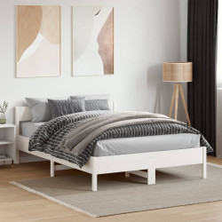 Cama sem colchão 140x190 cm madeira de pinho maciça branco