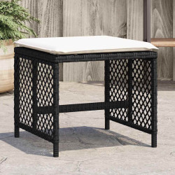 Bancos de jardim com almofadões 4 pcs 41x41x36 cm vime PE preto