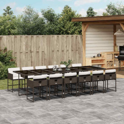 13 Pcs conjunto jantar p/ jardim c/ almofadões vime PE castanho