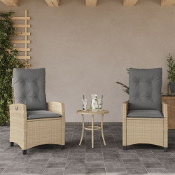 Cadeiras jardim reclináveis 2 pcs c/ almofadões bege misturado