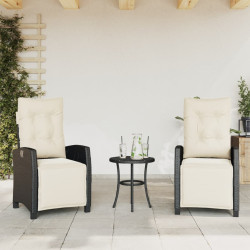 Cadeiras jardim reclináveis 2 pcs c/ apoio de pés vime PE preto