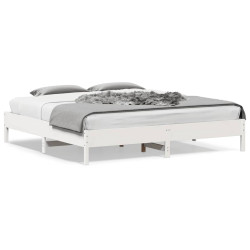 Cama sem colchão 200x200 cm madeira de pinho maciça branco