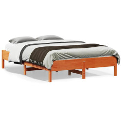 Cama sem colchão 120x190 cm madeira pinho maciça castanho-mel