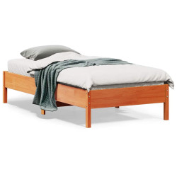 Cama sem colchão 75x190 cm madeira de pinho maciça castanho-mel