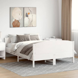 Cama sem colchão 140x190 cm madeira de pinho maciça branco