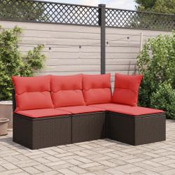 Banco de jardim com almofada marrom 55x55x37 cm vime sintético
