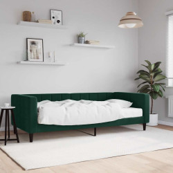Sofá-cama com colchão 90x200 cm veludo verde-escuro