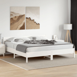 Cama sem colchão 200x200 cm madeira de pinho maciça branco