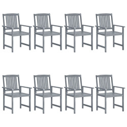 Cadeiras de jardim 8 pcs madeira de acácia maciça cinzento
