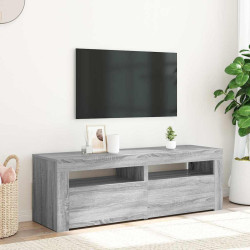 Móvel de TV com luzes LED 120x35x40 cm cinzento sonoma
