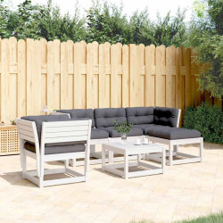 5 Pcs conj. lounge de jardim c/ almofadões pinho maciço branco