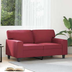 Sofá de 2 lugares 120 cm couro artificial vermelho tinto