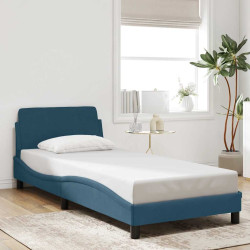 Estrutura de cama com cabeceira dover 80x200 cm veludo azul