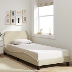 Estrutura de cama com cabeceira dover tecido 90x200 cm creme