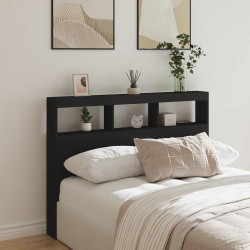 Armário de cabeceira com luzes LED 140x17x102 cm preto