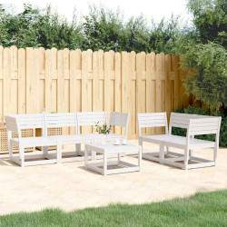 5 Pcs conjunto de sofás de jardim madeira pinho maciça branco