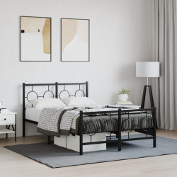 Estrutura de cama com cabeceira e pés 120x190 cm metal preto