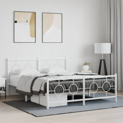 Estrutura de cama com cabeceira e pés 150x200 cm metal branco