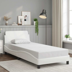 Estrutura de cama dover 90x200 cm couro artificial branco