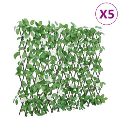 Treliça de hera artificial extensível 5 pcs 186x30 cm verde