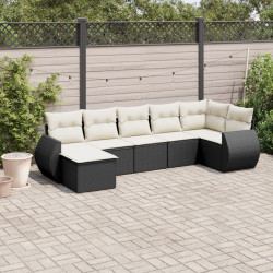 8 Pcs conjunto sofás de jardim com almofadões vime PE preto