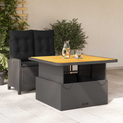 2 Pcs conjunto de jantar p/ jardim c/ almofadões vime PE preto