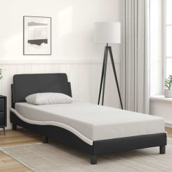 Estrutura de cama dover couro artif. 80x200 cm preto/branco
