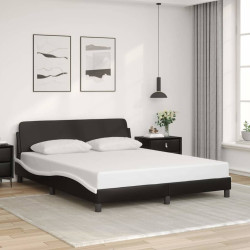 Estrutura de cama dover 160x200cm couro artif. preto/branco