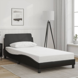 Estrutura de cama dover 100x200 cm couro artificial preto