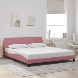 Estrutura de cama com cabeceira dover 180x200 cm veludo rosa