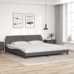 Estrutura de cama dover 200x200cm couro artificial cinzento